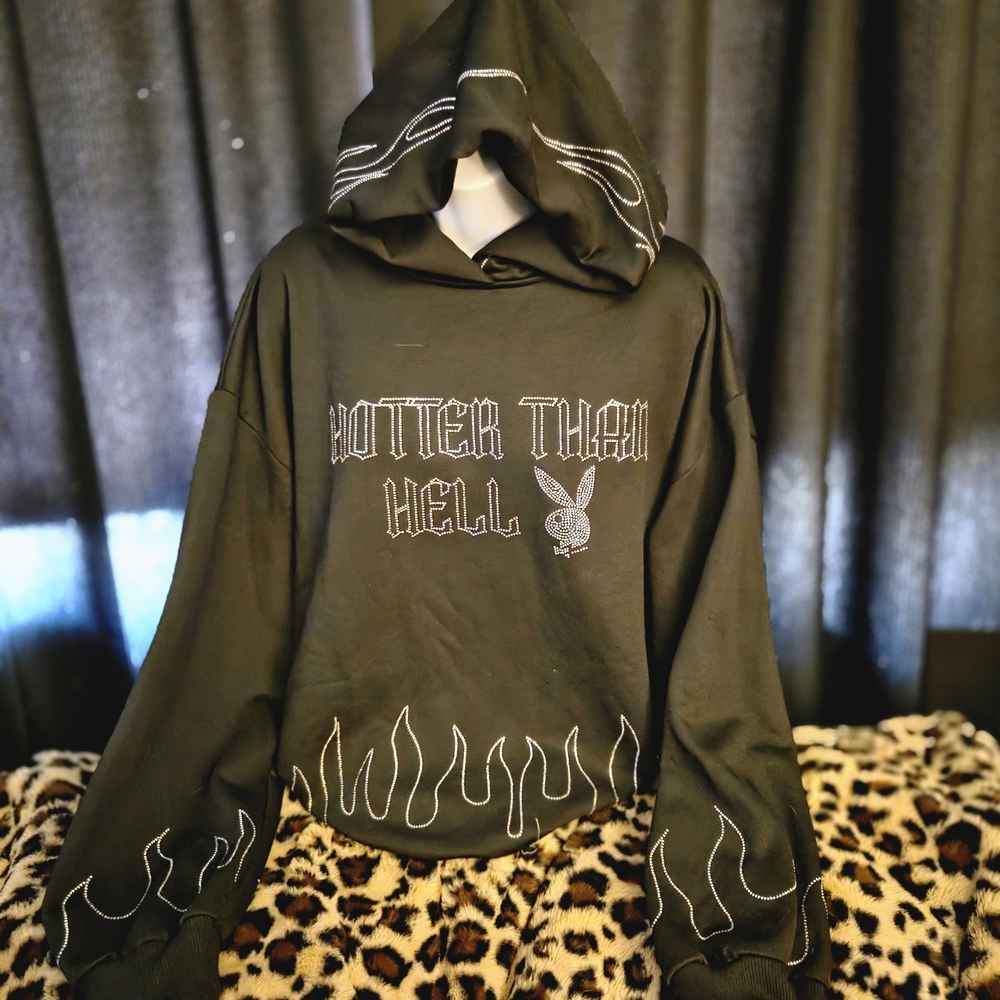 PLAYBOY Black Hoodie with White Accents
